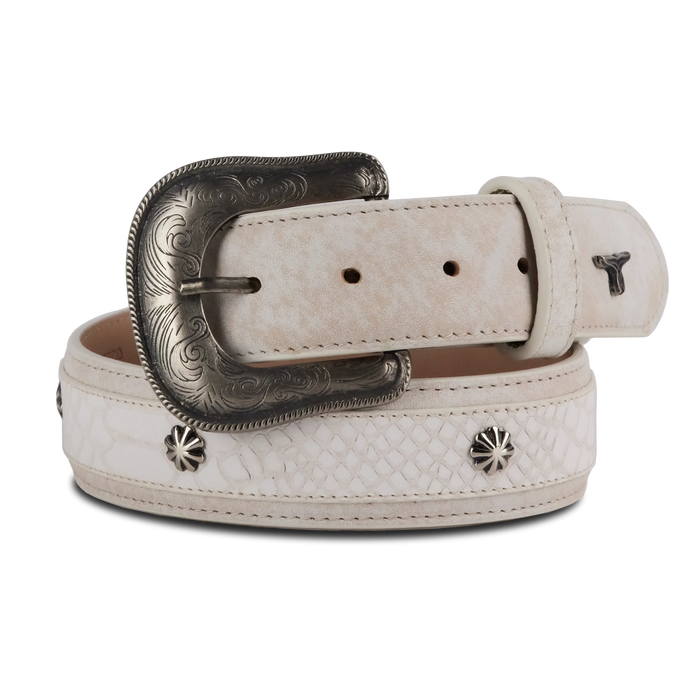 1.5 Overlay Showdown Belt with Conchos and Single Buckle - Ceramic Crackle Belt Ceramic Crackle Western Fashion by Lane