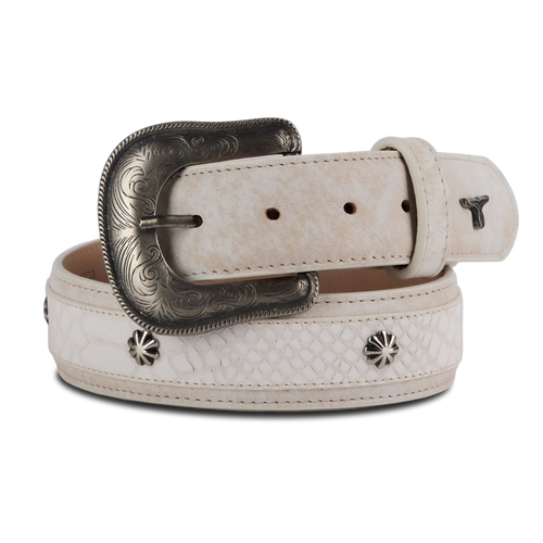 1.5 Overlay Showdown Belt with Conchos and Single Buckle - Ceramic Crackle Belt Ceramic Crackle Western Fashion by Lane