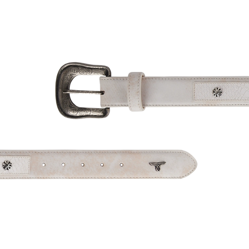 1.5 Overlay Showdown Belt with Conchos and Single Buckle - Ceramic Crackle Belt Western Fashion by Lane