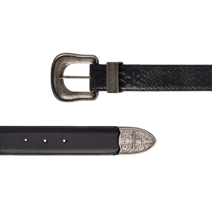1.5 Woven Belt with Double Buckle - Rattle Black Belt Western Fashion by Lane