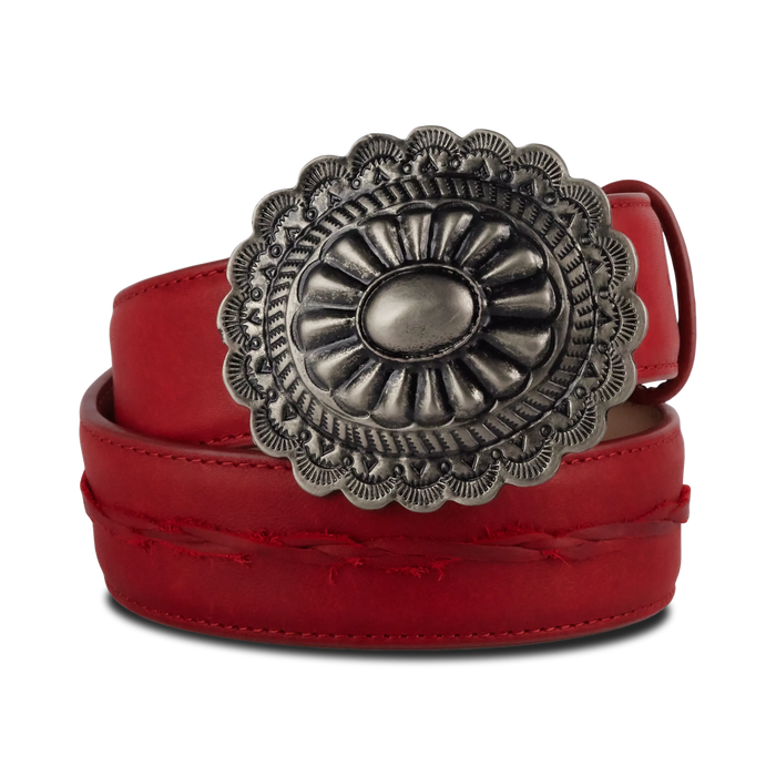 1.5 Woven Braided Belt with Round Buckle - Smoldering Ruby Belt Smoldering Ruby Western Fashion by Lane