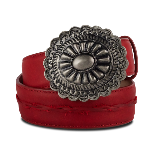 1.5 Woven Braided Belt with Round Buckle - Smoldering Ruby Belt Smoldering Ruby Western Fashion by Lane