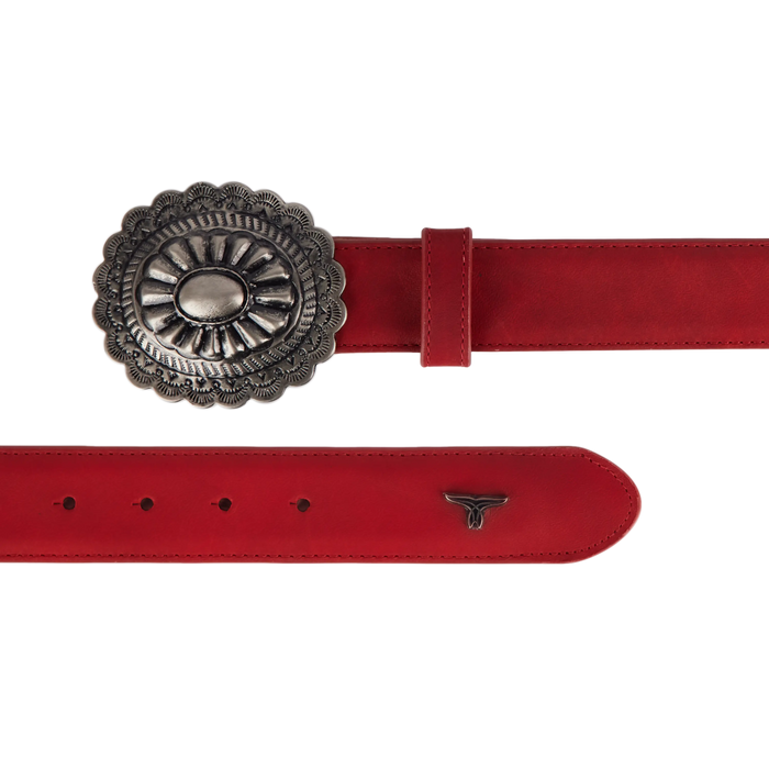 1.5 Woven Braided Belt with Round Buckle - Smoldering Ruby Belt Western Fashion by Lane