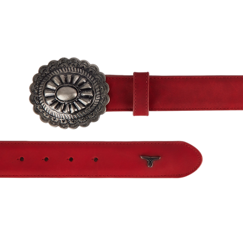 1.5 Woven Braided Belt with Round Buckle - Smoldering Ruby Belt Western Fashion by Lane