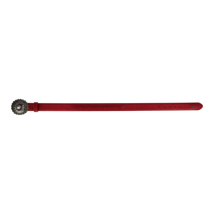 1.5 Woven Braided Belt with Round Buckle - Smoldering Ruby Belt Western Fashion by Lane