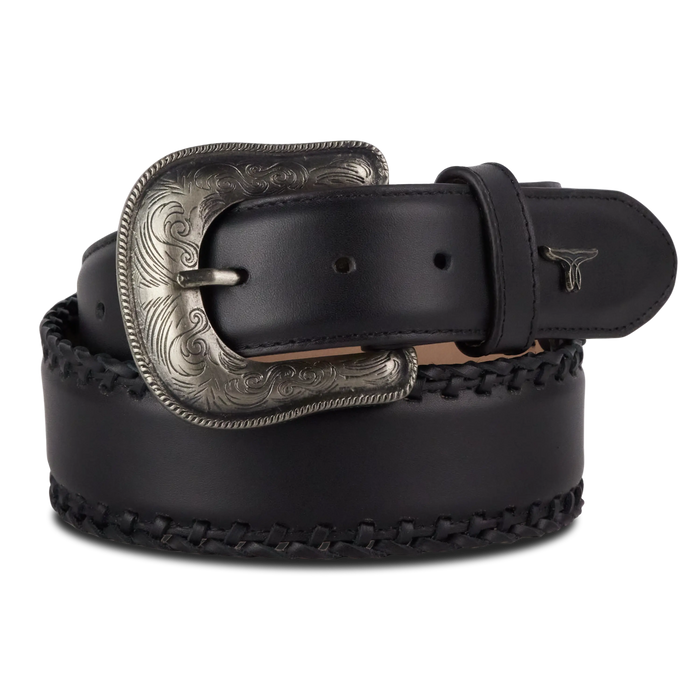 1.5 Woven Laced Belt with Single Buckle - Jet Black Belt Jet Black Western Fashion by Lane