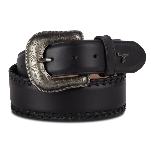 1.5 Woven Laced Belt with Single Buckle - Jet Black Belt Jet Black Western Fashion by Lane