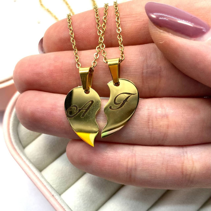 2 Collane con cuore a metà personalizzabile - Iride shop - accessori donna