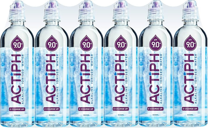 Actiph Alkaline Ionised Spring Water pH9+ Purified with Electrolytes 24 x 600ml (case)