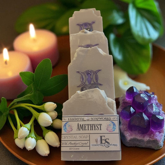 amethyst crystal vegan soap