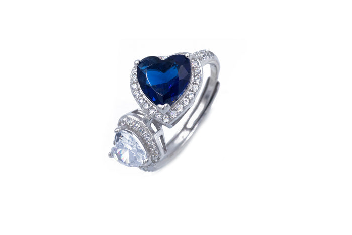 Anelli regolabile doppio cuore in argento925 - Iride Shop - Accessori da Donna