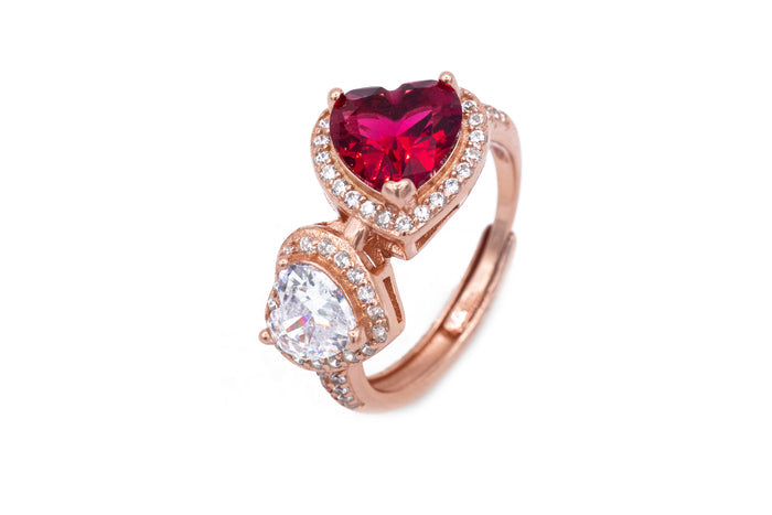 Anelli regolabile doppio cuore in argento925 - Iride Shop - Accessori da Donna