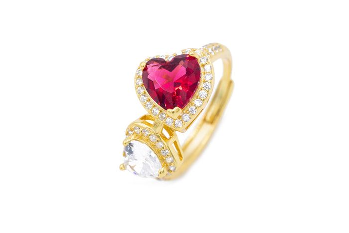 Anelli regolabile doppio cuore in argento925 - Iride Shop - Accessori da Donna