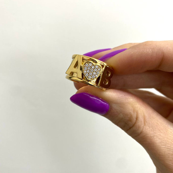 Anello con doppia iniziale regolabile - Iride Shop - Accessori da Donna