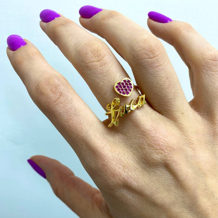 Anello con nome e cuore regolabile - Iride Shop - Accessori da Donna