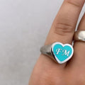 Anello regolabile chevalier a cuore smaltato in argento 925 - Iride Shop - Accessori da Donna
