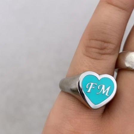 Anello regolabile chevalier a cuore smaltato in argento 925 - Iride Shop - Accessori da Donna