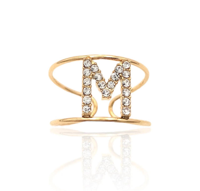 Anello regolabile  con iniziale bril