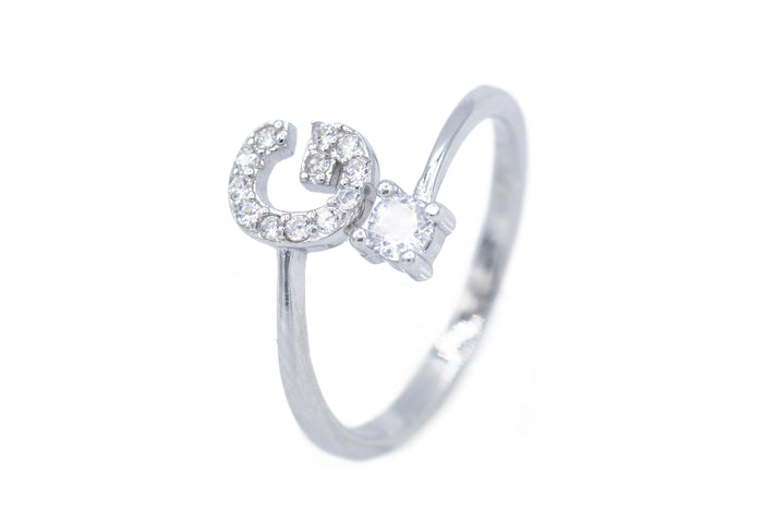 Anello regolabile con iniziale in argento 925 - Iride Shop - Accessori da Donna