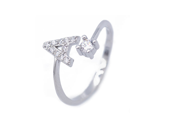 Anello regolabile con iniziale in argento 925 - Iride Shop - Accessori da Donna