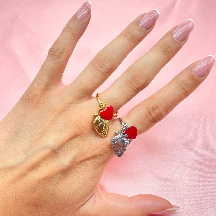 Anello regolabile corazon smaltato - Iride Shop - Accessori da Donna