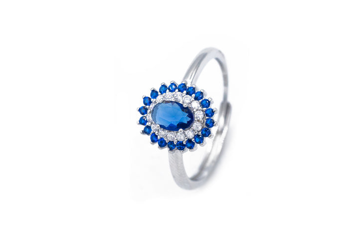 Anello regolabile cristal oval in argento 925 - Iride Shop - Accessori da Donna