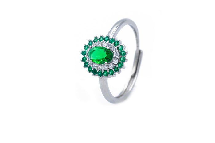 Anello regolabile cristal oval in argento 925 - Iride Shop - Accessori da Donna
