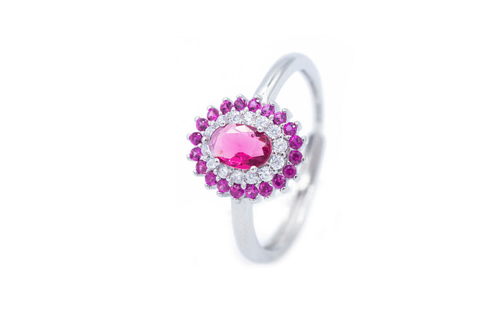 Anello regolabile cristal oval in argento 925 - Iride Shop - Accessori da Donna