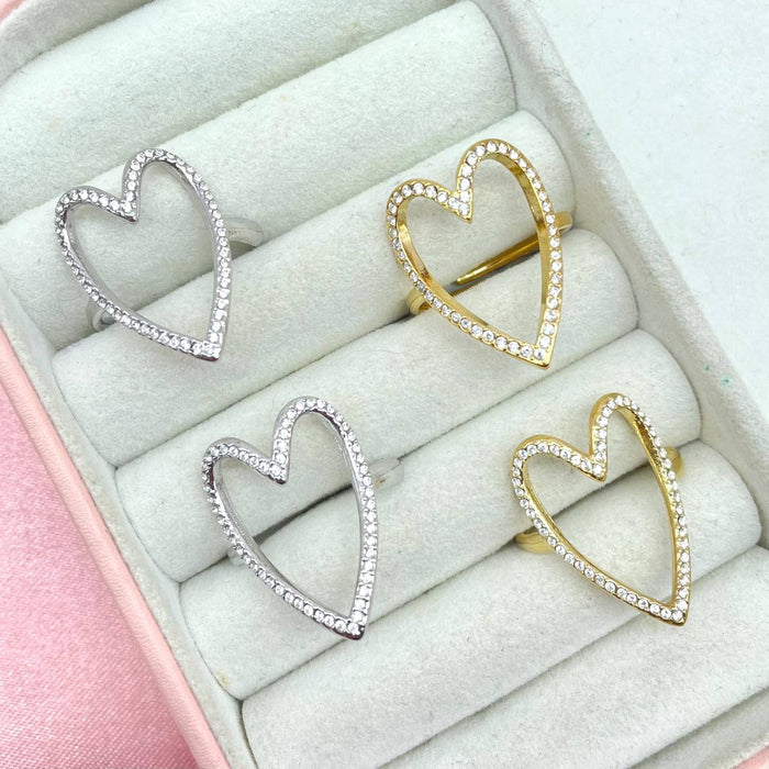 Anello regolabile cuore big brill - Iride Shop - Accessori da Donna