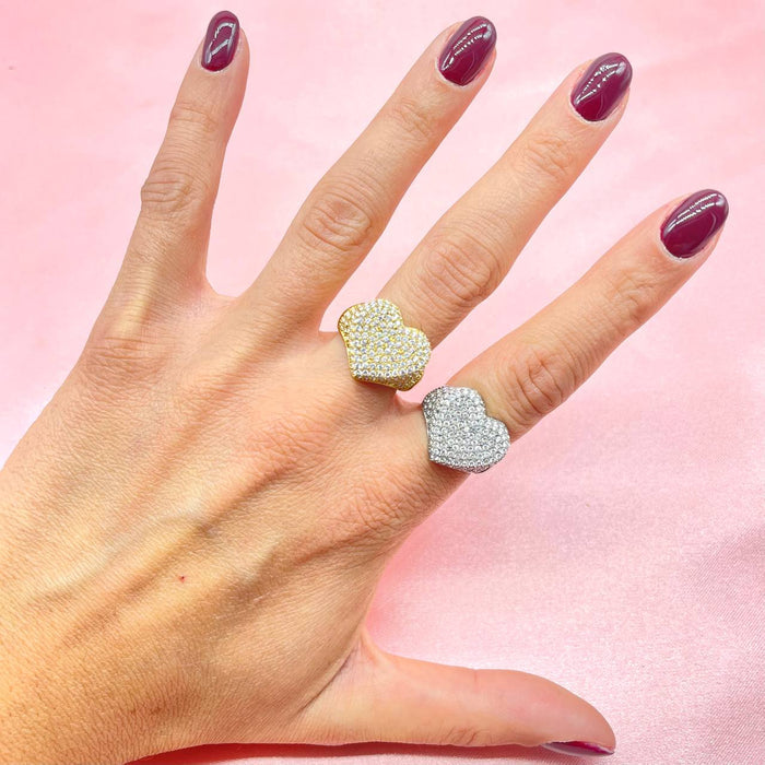 Anello regolabile cuore big brill - Iride Shop - Accessori da Donna