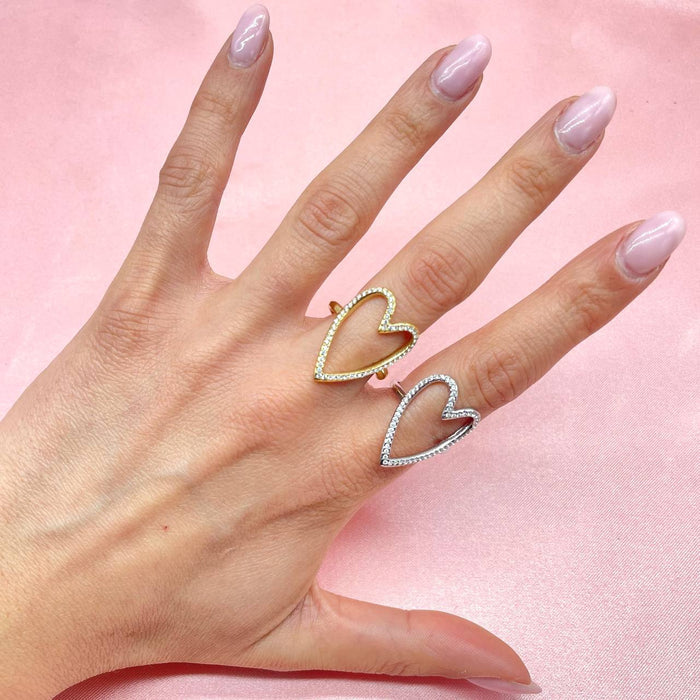 Anello regolabile cuore big brill - Iride Shop - Accessori da Donna