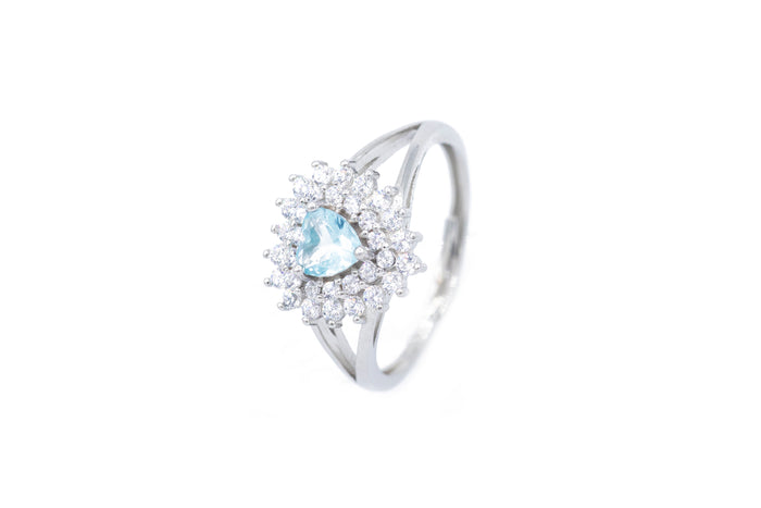 Anello regolabile cuore cristal con strass in argento 925 - Iride Shop - Accessori da Donna