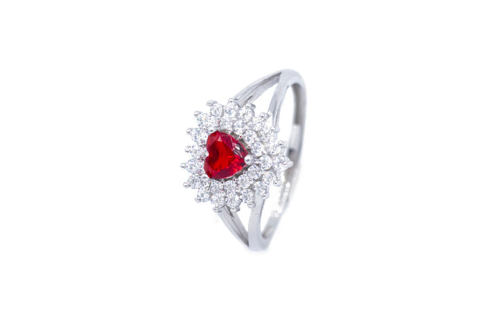 Anello regolabile cuore cristal con strass in argento 925 - Iride Shop - Accessori da Donna