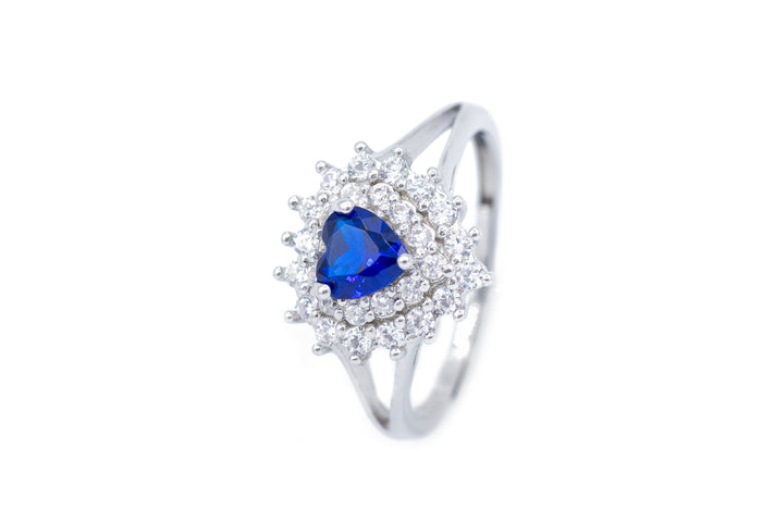 Anello regolabile cuore cristal con strass in argento 925 - Iride Shop - Accessori da Donna