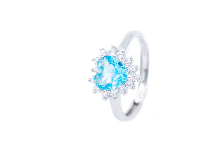 Anello regolabile cuore cristal in argento 925