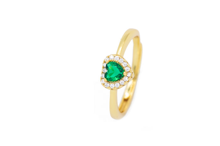 Anello regolabile cuore e strass in argento 925