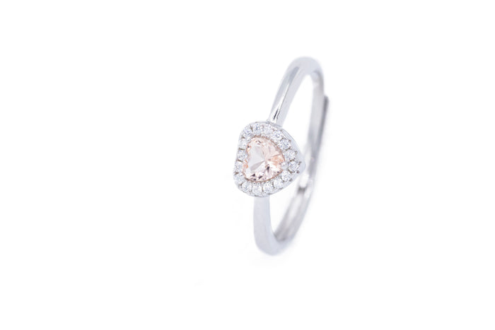 Anello regolabile cuore e strass in argento 925