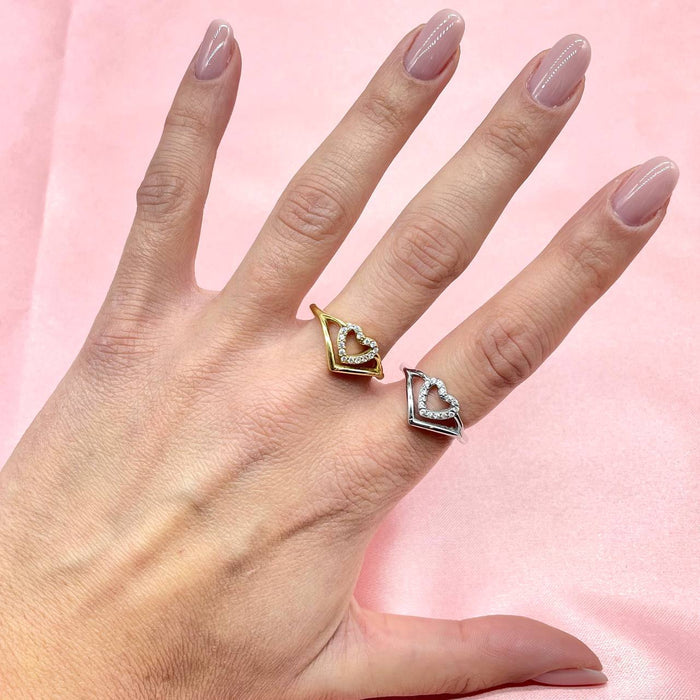 Anello regolabile cuore fin bril