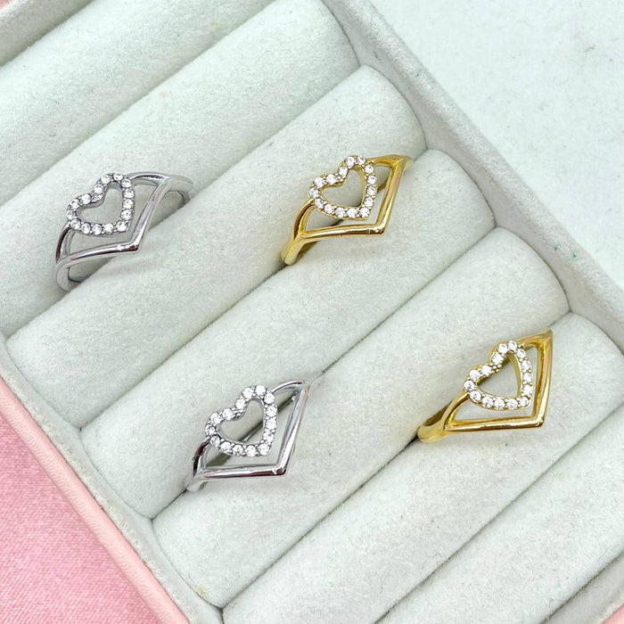 Anello regolabile cuore fin bril