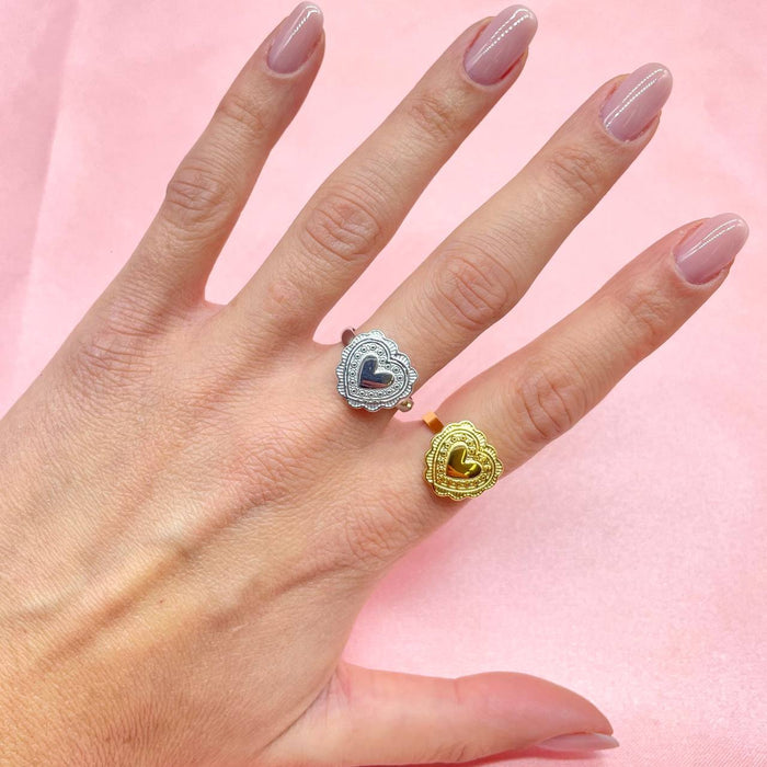 Anello regolabile cuore gotic