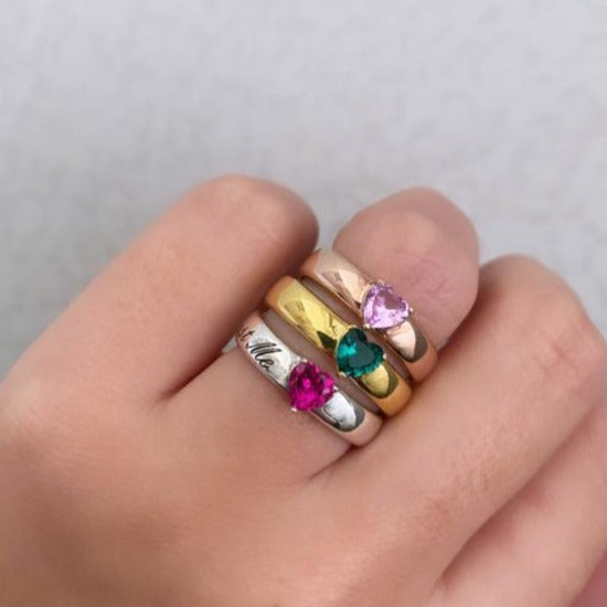 Anello regolabile cuore princess con incisione in argento 925 - Iride Shop - Accessori da Donna