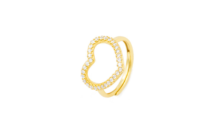 Anello regolabile cuore simply strass in argento 925