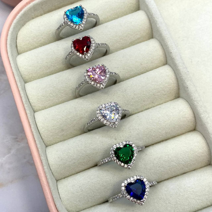 Anello regolabile cuore strass in argento 925 - Iride shop - accessori donna