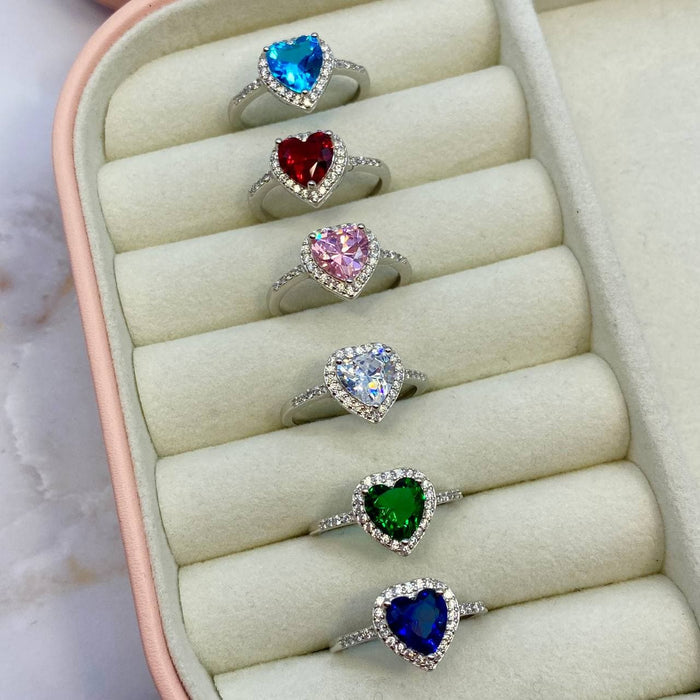 Anello regolabile cuore strass in argento 925 - Iride shop - accessori donna