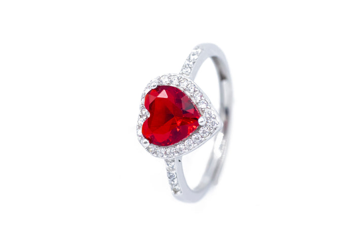 Anello regolabile cuore strass in argento 925 - Iride Shop - Accessori da Donna