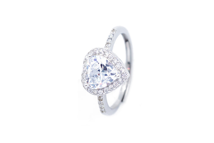 Anello regolabile cuore strass in argento 925 - Iride Shop - Accessori da Donna
