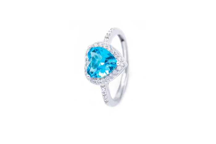 Anello regolabile cuore strass in argento 925 - Iride Shop - Accessori da Donna