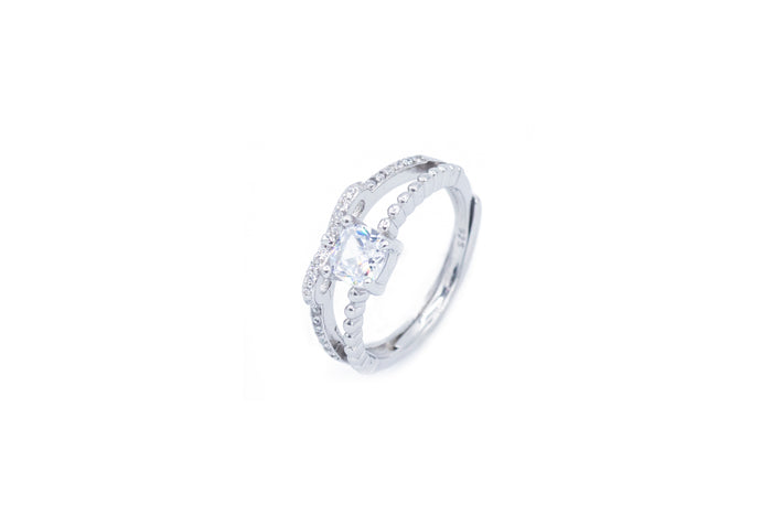Anello regolabile double diamond in argento 925 - Iride Shop - Accessori da Donna