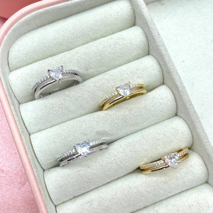 Anello regolabile double fin con cuore
