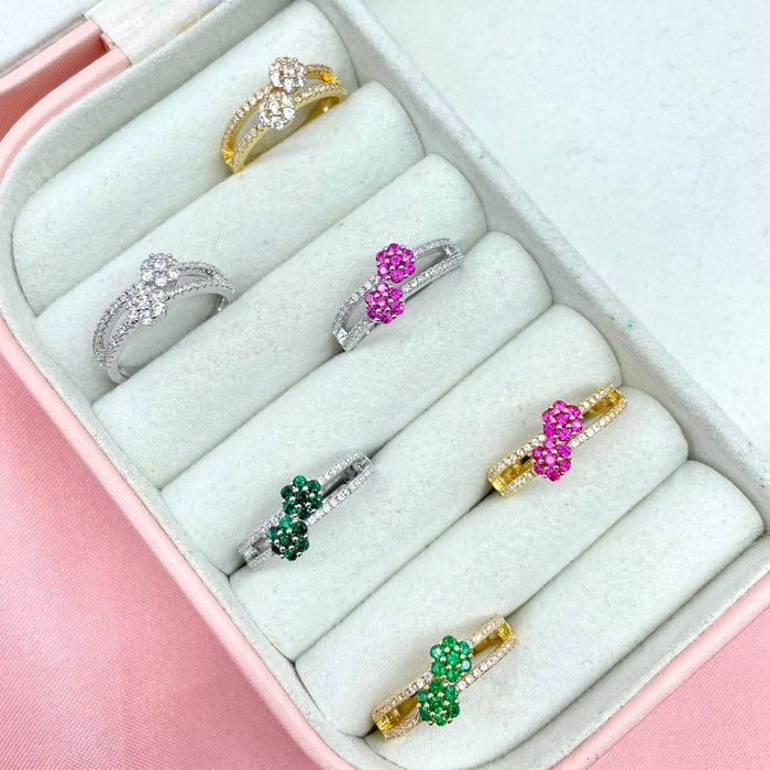 Anello regolabile double flower chic - Iride Shop - Accessori da Donna